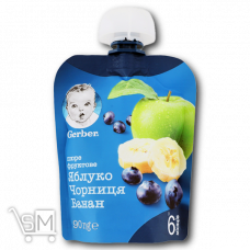 Пюре «Gerber» «Яблуко чорниця банан» 90г Пюре «Gerber» «Яблуко чорниця банан» 90г