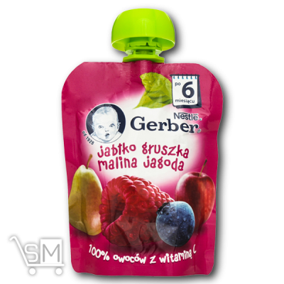 Сравнить цены на Пюре «Gerber» «Яблоко груша малина черника» для детей с 6 месяцев 90г