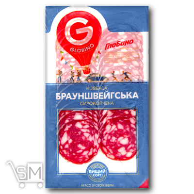 Сравнить цены на Ковбаса «Глобино» «Брауншвейгска» сирокопчена 80г