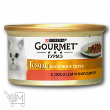 Корм «Gourmet» «Gold» З лососем та куркою у підливці для дорослих котів 85г Корм «Gourmet» «Gold» З лососем та куркою у підливці для дорослих котів 85г
