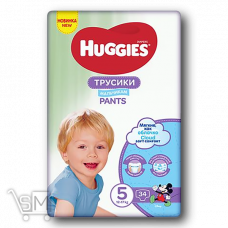 Трусики-підгузники «Huggies» «Pants 5» для хлопчиків 12-17кг 34шт