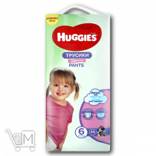 Трусики-подгузники «Huggies» «Pants 6 Mega» 15-25 кг для девочек 44 шт