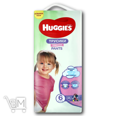 Сравнить цены на Трусики-подгузники «Huggies» «Pants 6 Mega» 15-25 кг для девочек 44 шт