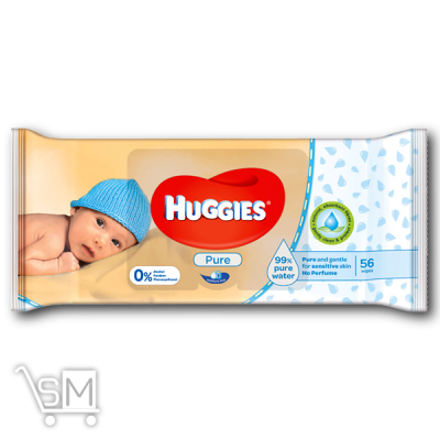 Сравнить цены на Вологі серветки «Huggies» «Pure» 56шт