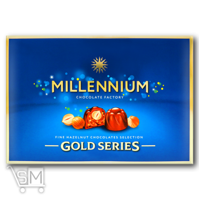 Сравнить цены на Цукерки «Millennium» «Gold series» в молочному шоколаді з горіховим праліне та горіхами 205г