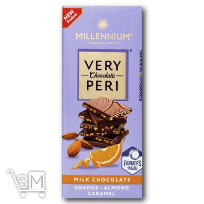 Сравнить цены на Шоколад «Millennium» «Very Peri» молочный с миндалем, карамелью и апельсиновой цедрой 85г