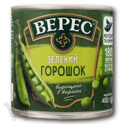 Сравнить цены на Горошок «Верес» зелений 400г