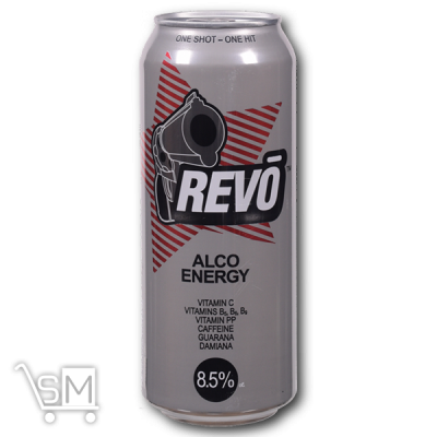 Сравнить цены на Напиток слабоалкогольный энергетический «Revo» «Alco Energy» ж/б 8,5% 0,5л