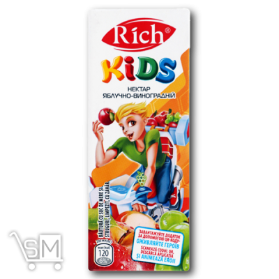 Сравнить цены на Нектар «Rich» «Kids» яблучно-виноградний 0,2л