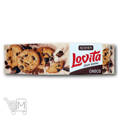 Сравнить цены на Печенье «Roshen» «Lovita» с кусочками глазури 150г