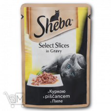 Корм «Sheba» «Select Slices» с курицей в соусе для кошек 85г