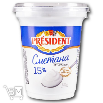 Сравнить цены на Сметана «President» 15% 325г