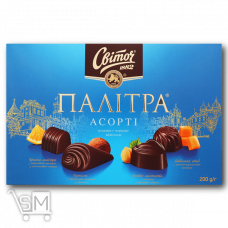 Конфеты «Світоч» «Палитра Ассорти» в черном шоколаде 200г