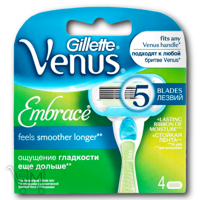 Сравнить цены на Картриджи для бритья «Gillette» «Venus Embrace» 4шт