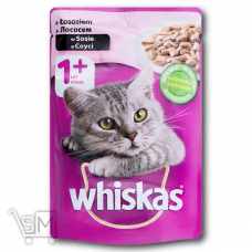 Корм «Whiskas» з лососем в соусі для дорослих котів 100г Корм «Whiskas» з лососем в соусі для дорослих котів 100г
