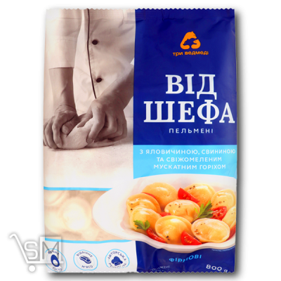Сравнить цены на Пельмени «Три Медведя» «От шефа Фирменные» с говядиной, свининой и свежемолотым мускатным орехом 800г
