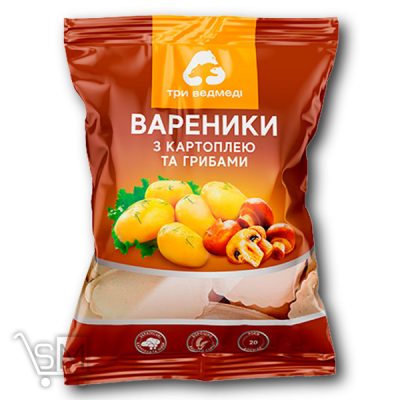Сравнить цены на Вареники «Три Ведмеді» з картоплею та грибами 800г