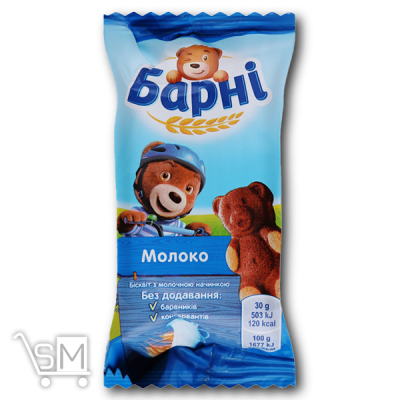 Сравнить цены на Пирожное «Ведмедик Барні» бисквитное с молочной начинкой 30г
