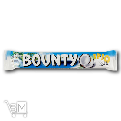 Сравнить цены на Батончик «Bounty» «Trio» в молочно-шоколадной глазури с кокосовой начинкой 3шт  85г