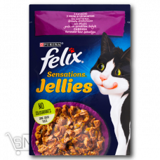 Корм для котів «Felix» «Sensations Jellies» з качкою в желе зі шпинатом 85г Корм для котів «Felix» «Sensations Jellies» з качкою в желе зі шпинатом 85г