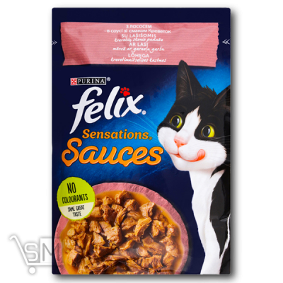 Сравнить цены на Корм «Felix» «Sensations» з лососем в соусі зі смаком креветок для котів 85г