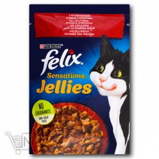 Корм «Felix» «Sensations Jellies» з яловичиною у желе з томатами для котів 85г