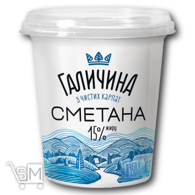Сравнить цены на Сметана «Галичина» 15% 350г