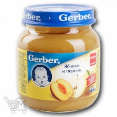 Пюре «Gerber» «Яблоко и персик» для детей с 6 месяцев 90г