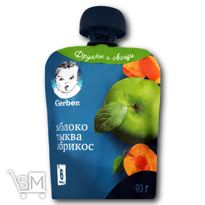Сравнить цены на Пюре «Gerber» «Яблуко гарбуз абрикос» 90г