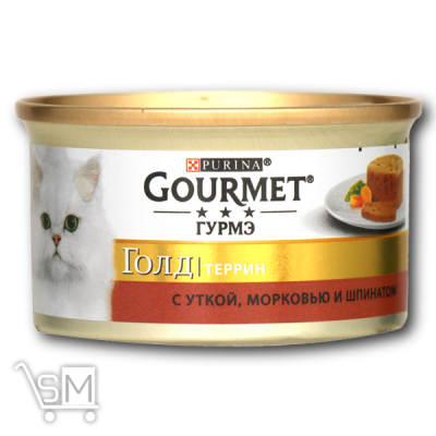 Сравнить цены на Корм «Gourmet» «Gold» Террин С уткой морковью и шпинатом для взрослых кошек 85г