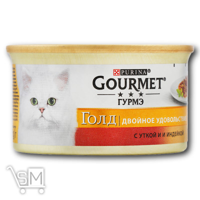 Сравнить цены на Корм «Gourmet» «Gold Duo» С уткой и индейкой для взрослых кошек 85г