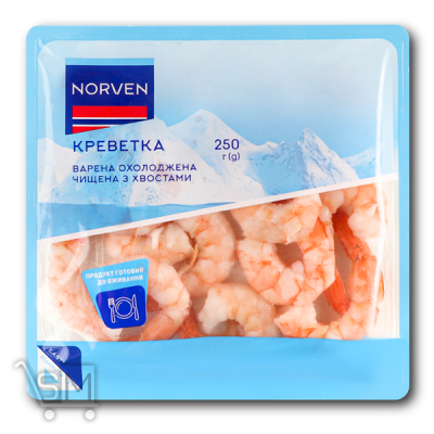 Сравнить цены на Креветка «Norven» варена очищена з хвостами 250г