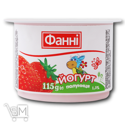Сравнить цены на Йогурт «Фанні» зі смаком полуниці 1,5% 115г