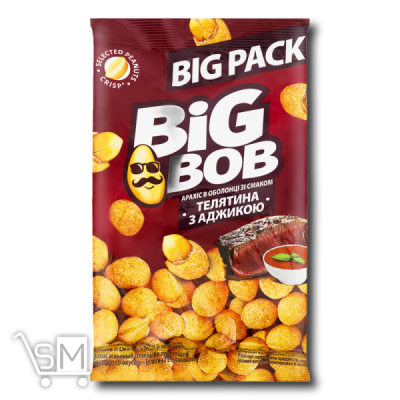 Сравнить цены на Арахис «Big Bob» жареный соленый со вкусом «Телятина с аджикой» 90г