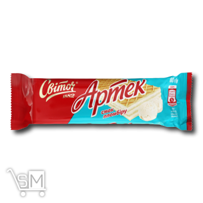 Сравнить цены на Вафли «Світоч» «Артек» вкус Пломбира 80г