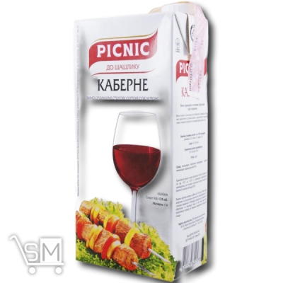 Сравнить цены на Вино «Picnic» «Каберне» красное сухое 9,5-13% 1л