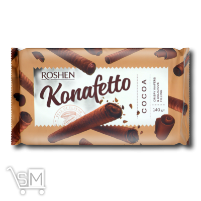Сравнить цены на Вафельні трубочки «Roshen» «Konafetto» какао 156г