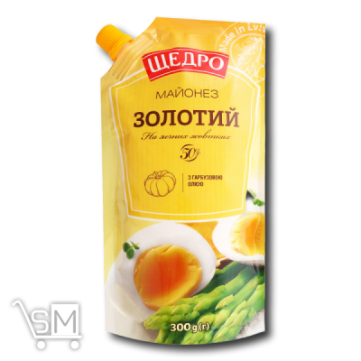 Сравнить цены на Майонез «Щедро» «Золотий» 50% 300г