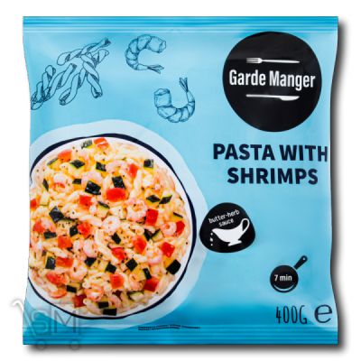 Сравнить цены на Паста «Garde Manger» с креветками замороженная 400г