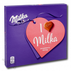 Конфеты из молочного шоколада «Milka» кремово-клубничная начинка 110г