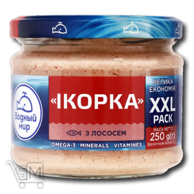 Сравнить цены на Продукт з ікрою скандинавської риби та лососем «Водний Світ» «Ікорка» 250г