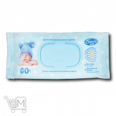 Вологі серветки «Smile» «Baby» з екстрактом ромашки та алое 100шт