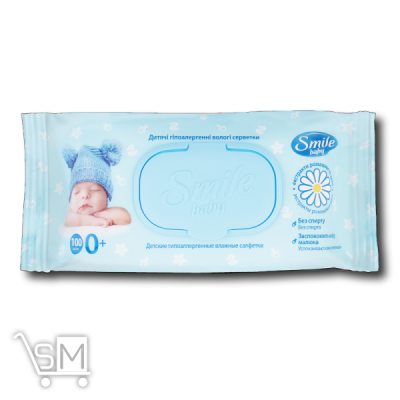 Сравнить цены на Салфетки влажные «Smile» «Baby» з экстрактом ромашки и алое 100шт