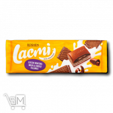 Шоколад молочный «Roshen» «Lacmi» з молочной и шоколадной начинками, вафли с какао 265г