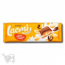 Шоколад молочный «Roshen» «Lacmi» с арахисом и карамельно-арахисовой начинкой 295г
