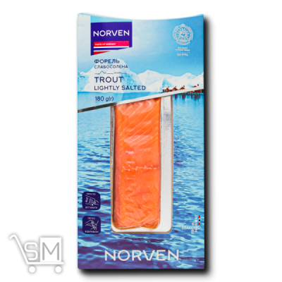 Сравнить цены на Форель «Norven» філе-шматок слабосолена 180г