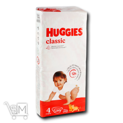 Сравнить цены на Підгузники «Huggies» « Classic 4» 7-18кг 50шт