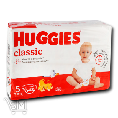Сравнить цены на Підгузники «Huggies» «Classic 5» 11-25кг 42шт