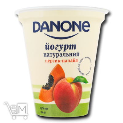 Сравнить цены на Йогурт «Danone» зі смаком персик-папайя 2,5% 260г