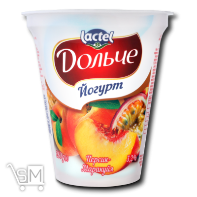Сравнить цены на Йогурт «Дольче» со вкусом персик-маракуйя 3,2% 280г